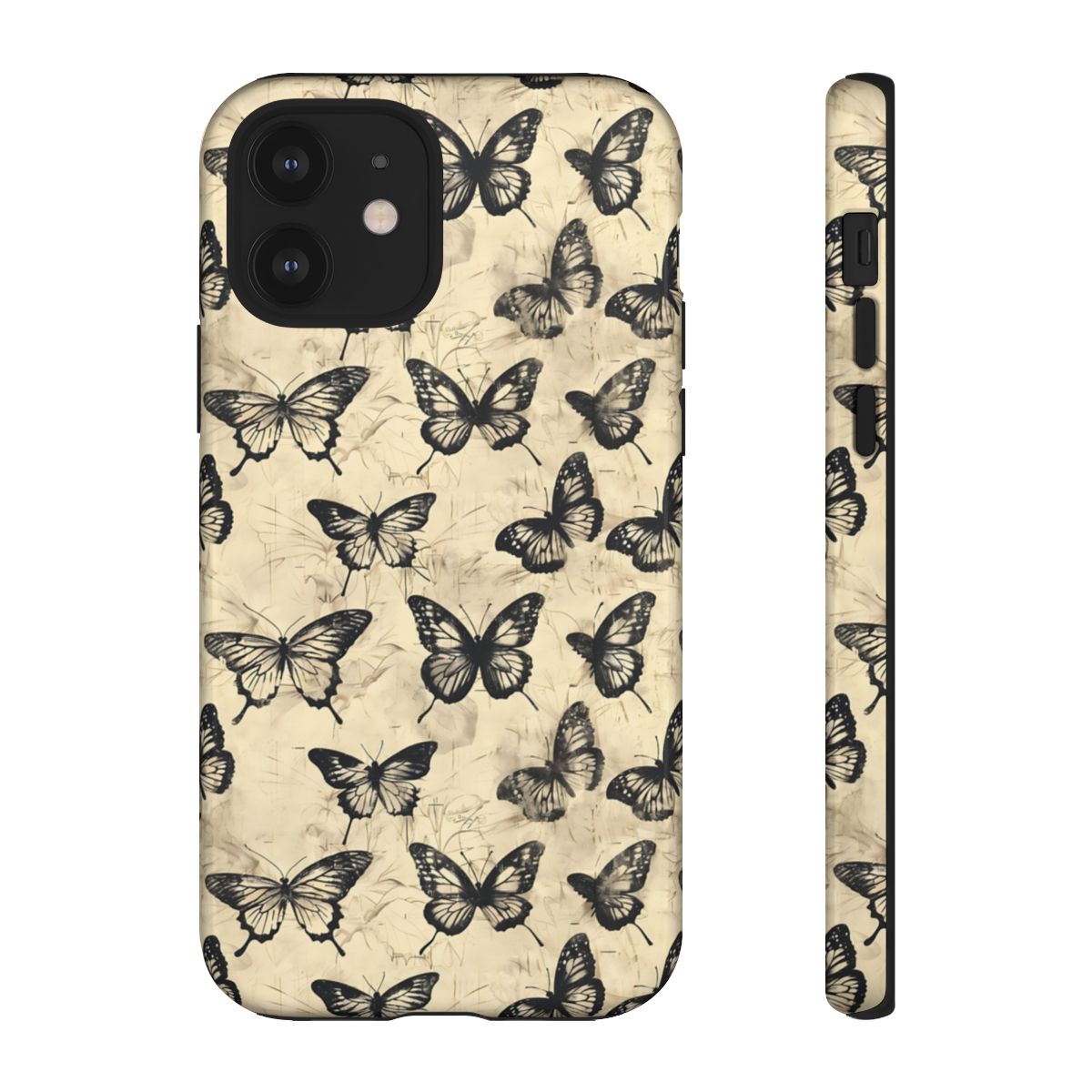 Black Vintage Butterflies Tough Case