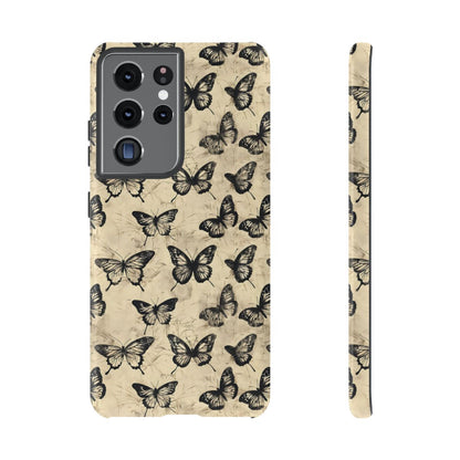 Black Vintage Butterflies Tough Case