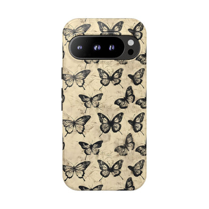 Black Vintage Butterflies Tough Case