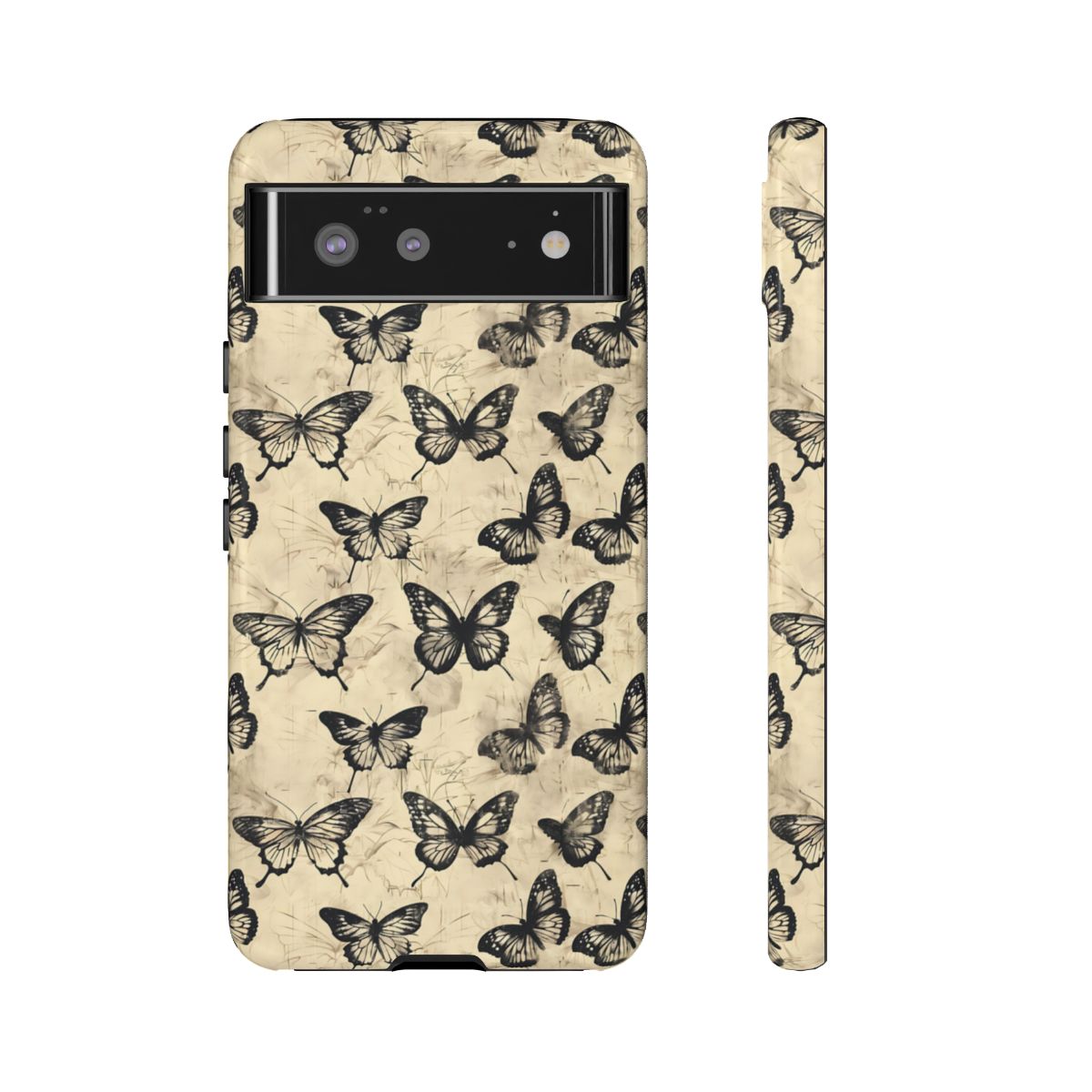 Black Vintage Butterflies Tough Case