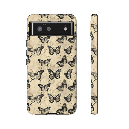 Black Vintage Butterflies Tough Case