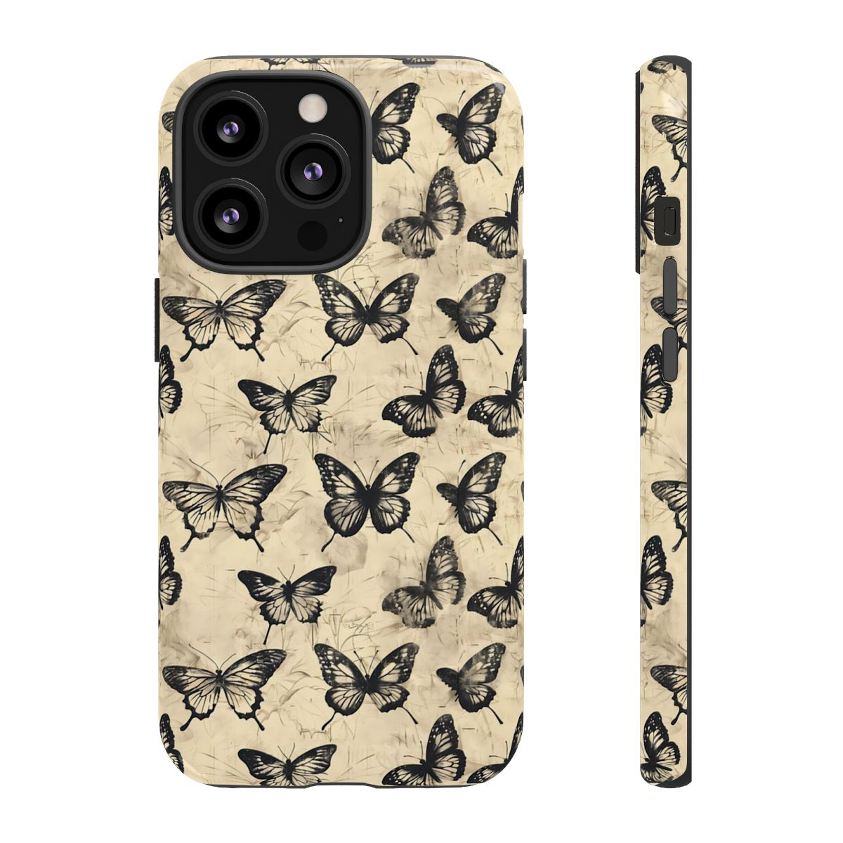 Black Vintage Butterflies Tough Case
