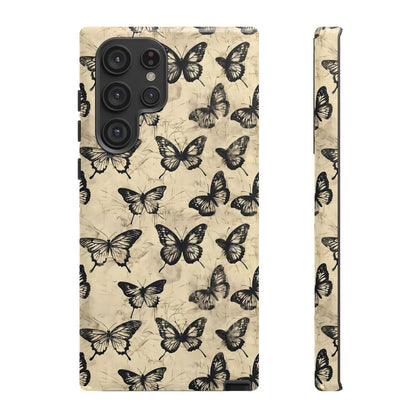 Black Vintage Butterflies Tough Case