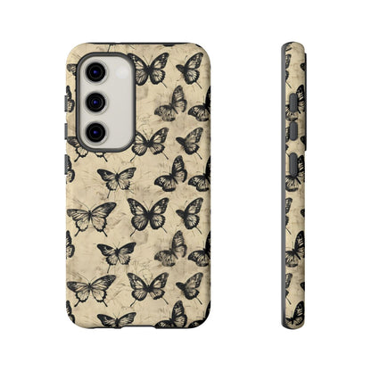 Black Vintage Butterflies Tough Case