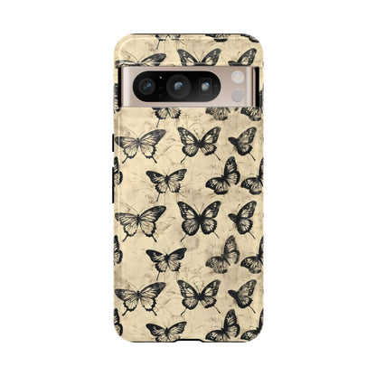 Black Vintage Butterflies Tough Case