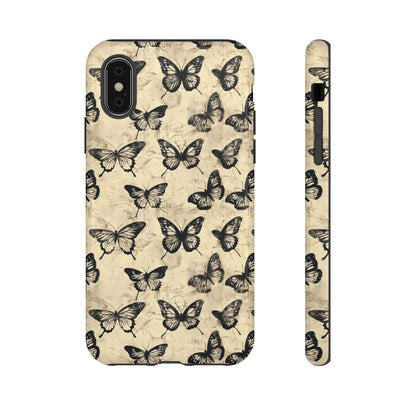 Black Vintage Butterflies Tough Case