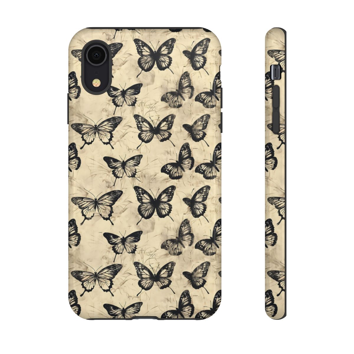 Black Vintage Butterflies Tough Case