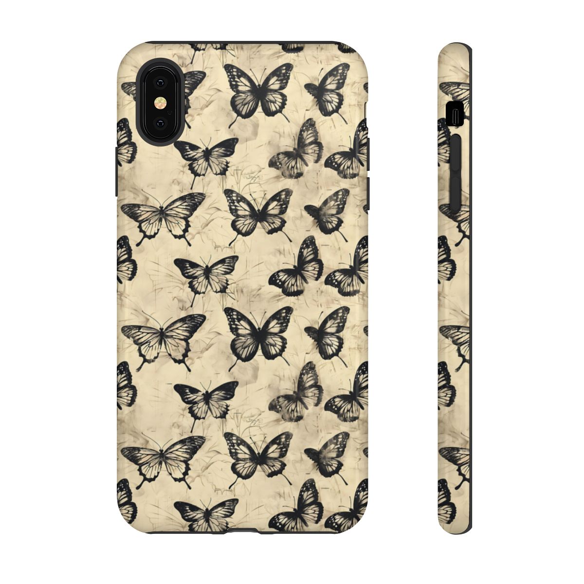 Black Vintage Butterflies Tough Case