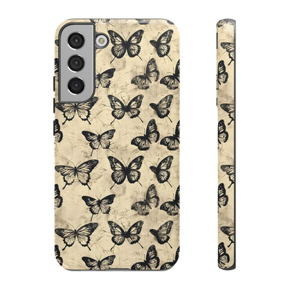 Black Vintage Butterflies Tough Case