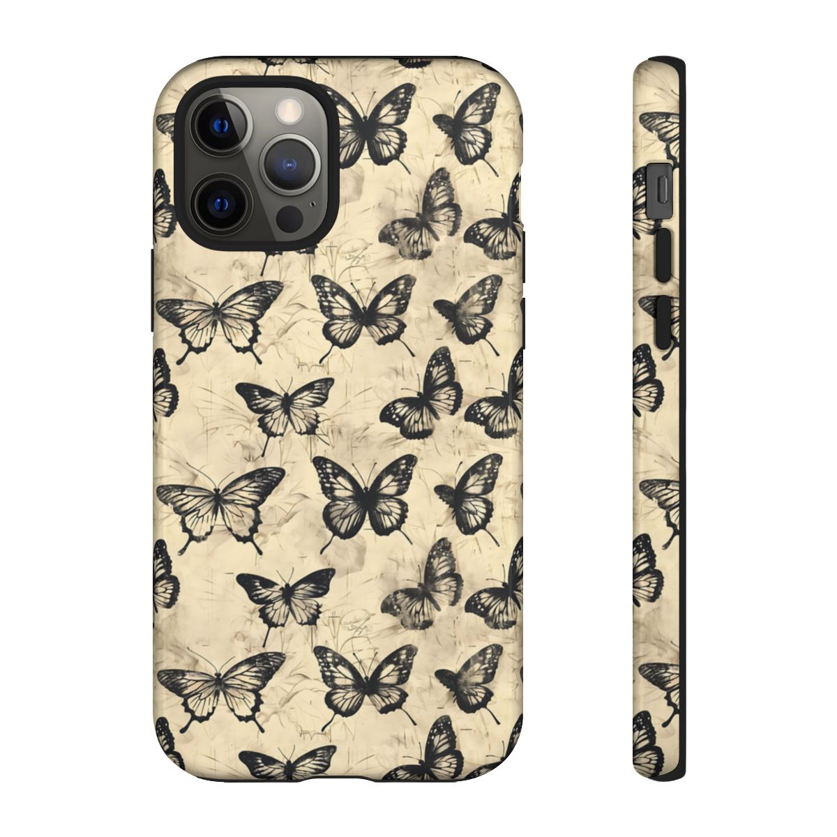 Black Vintage Butterflies Tough Case