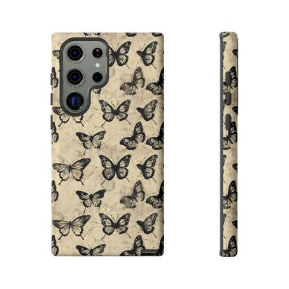 Black Vintage Butterflies Tough Case