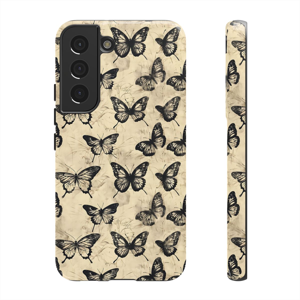 Black Vintage Butterflies Tough Case