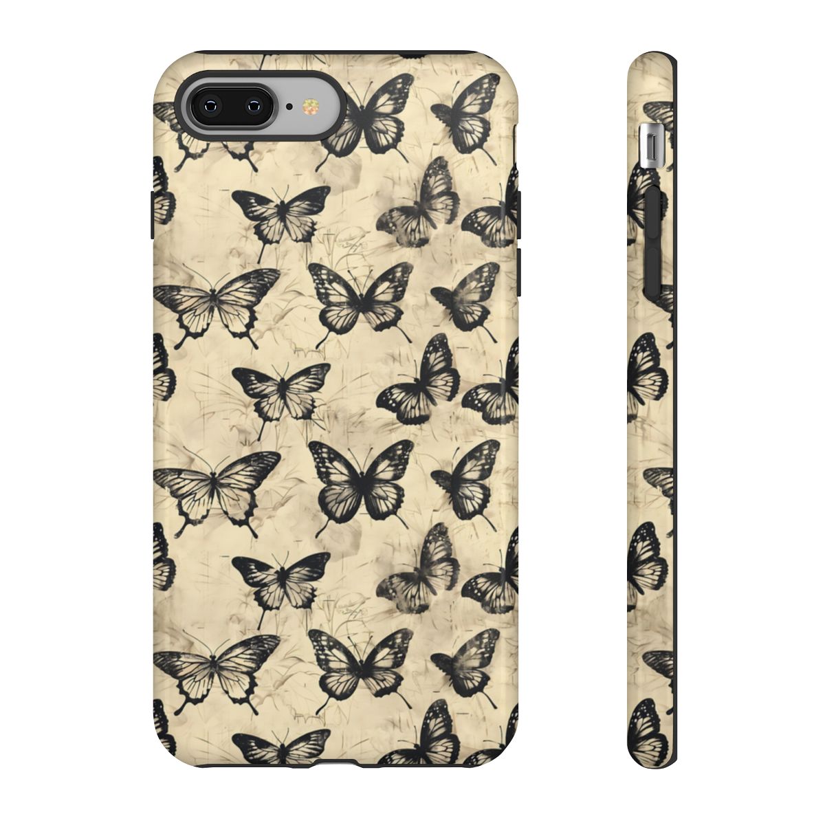Black Vintage Butterflies Tough Case