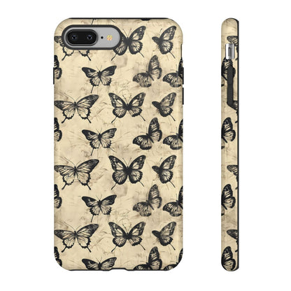 Black Vintage Butterflies Tough Case