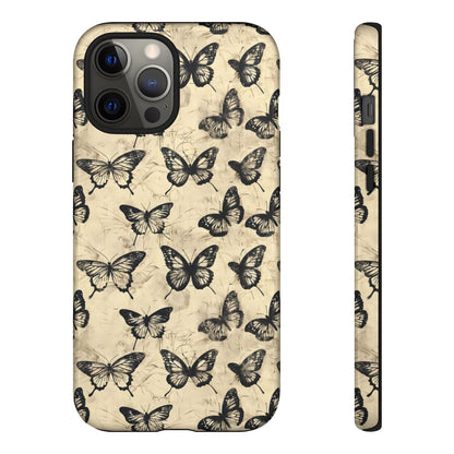 Black Vintage Butterflies Tough Case