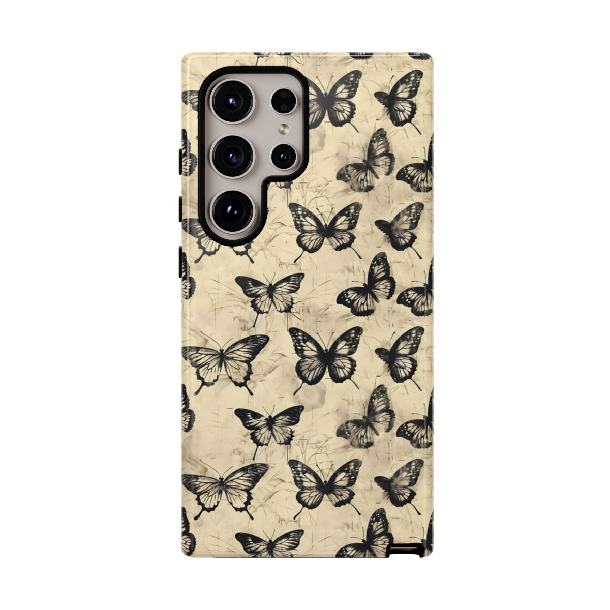 Black Vintage Butterflies Tough Case