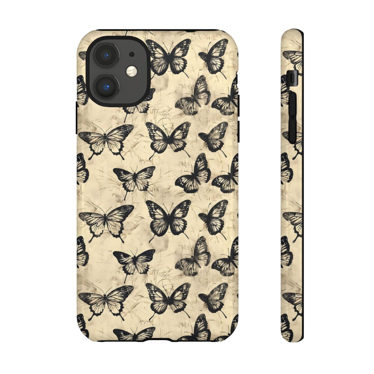 Black Vintage Butterflies Tough Case