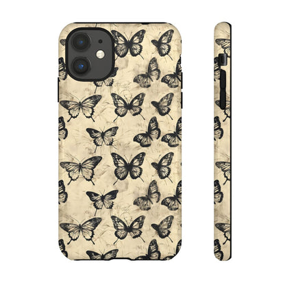 Black Vintage Butterflies Tough Case