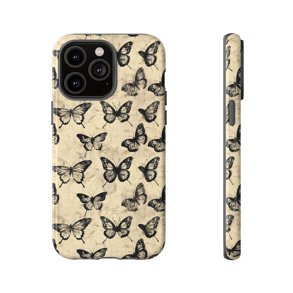 Black Vintage Butterflies Tough Case