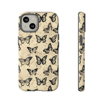 Black Vintage Butterflies Tough Case