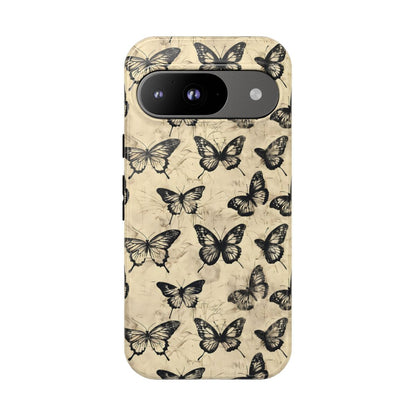 Black Vintage Butterflies Tough Case