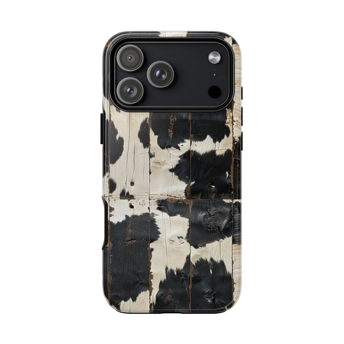 Black Wooden Cowhide Tough Case - iPhone 18 Pro Max