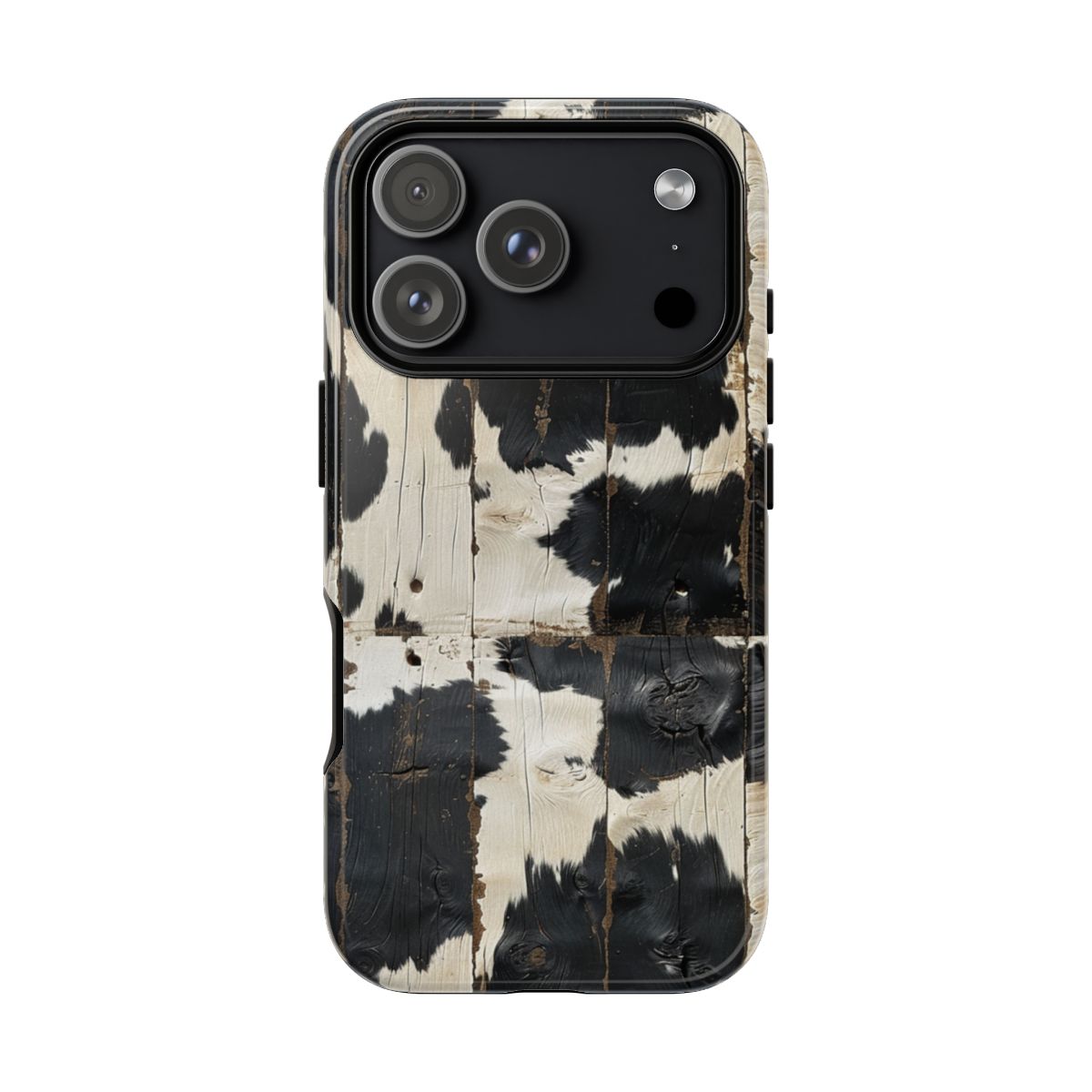 Black Wooden Cowhide Tough Case - iPhone 18 Pro