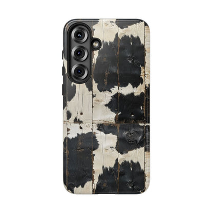 Black Wooden Cowhide Tough Case