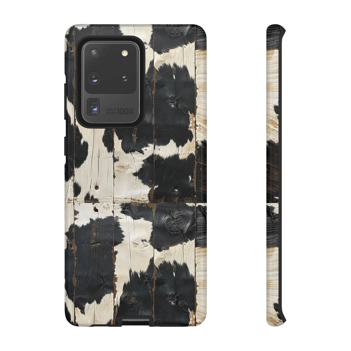 Black Wooden Cowhide Tough Case