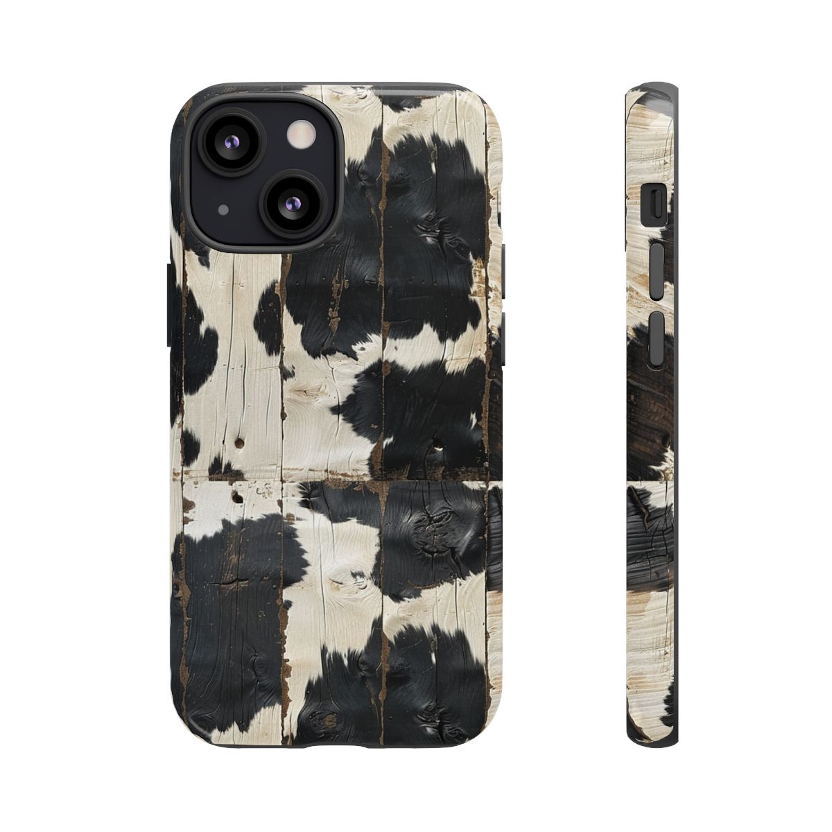 Black Wooden Cowhide Tough Case