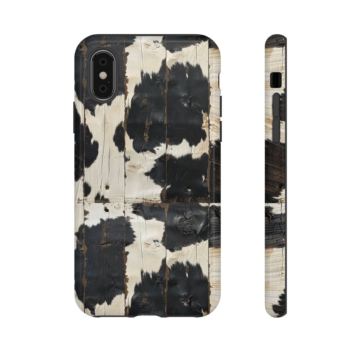 Black Wooden Cowhide Tough Case