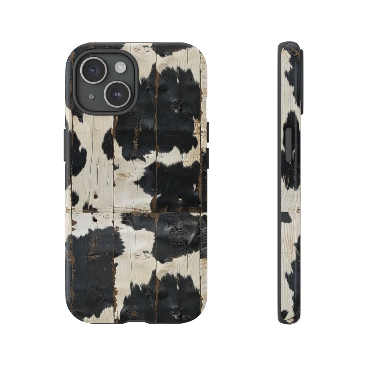 Black Wooden Cowhide Tough Case