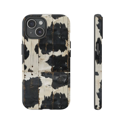 Black Wooden Cowhide Tough Case