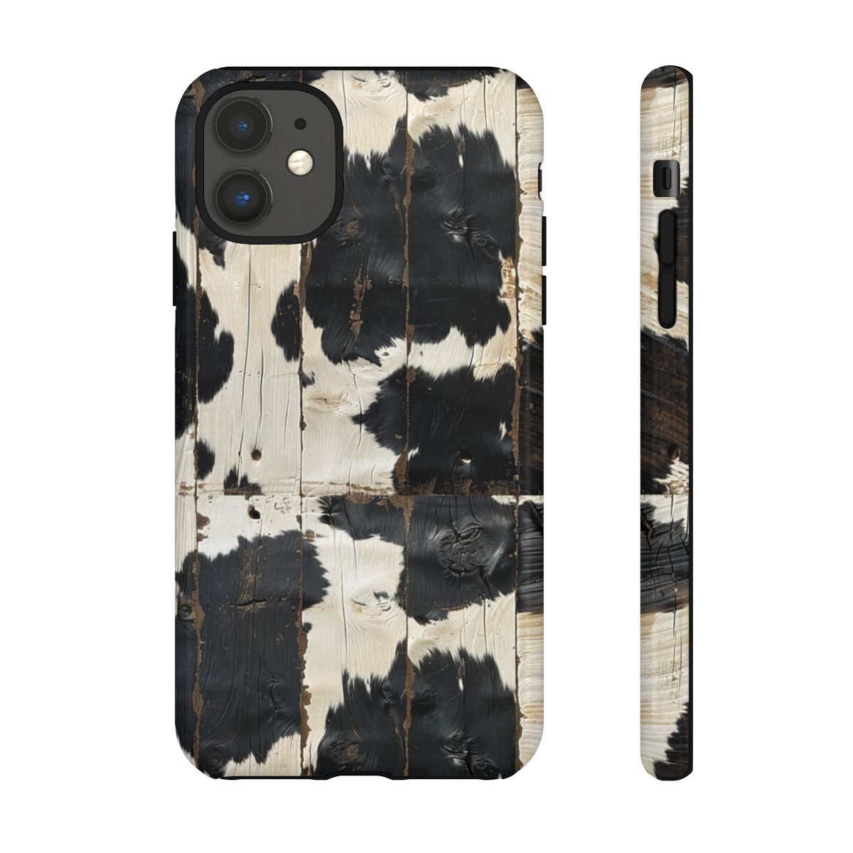 Black Wooden Cowhide Tough Case