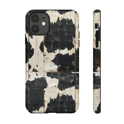 Black Wooden Cowhide Tough Case