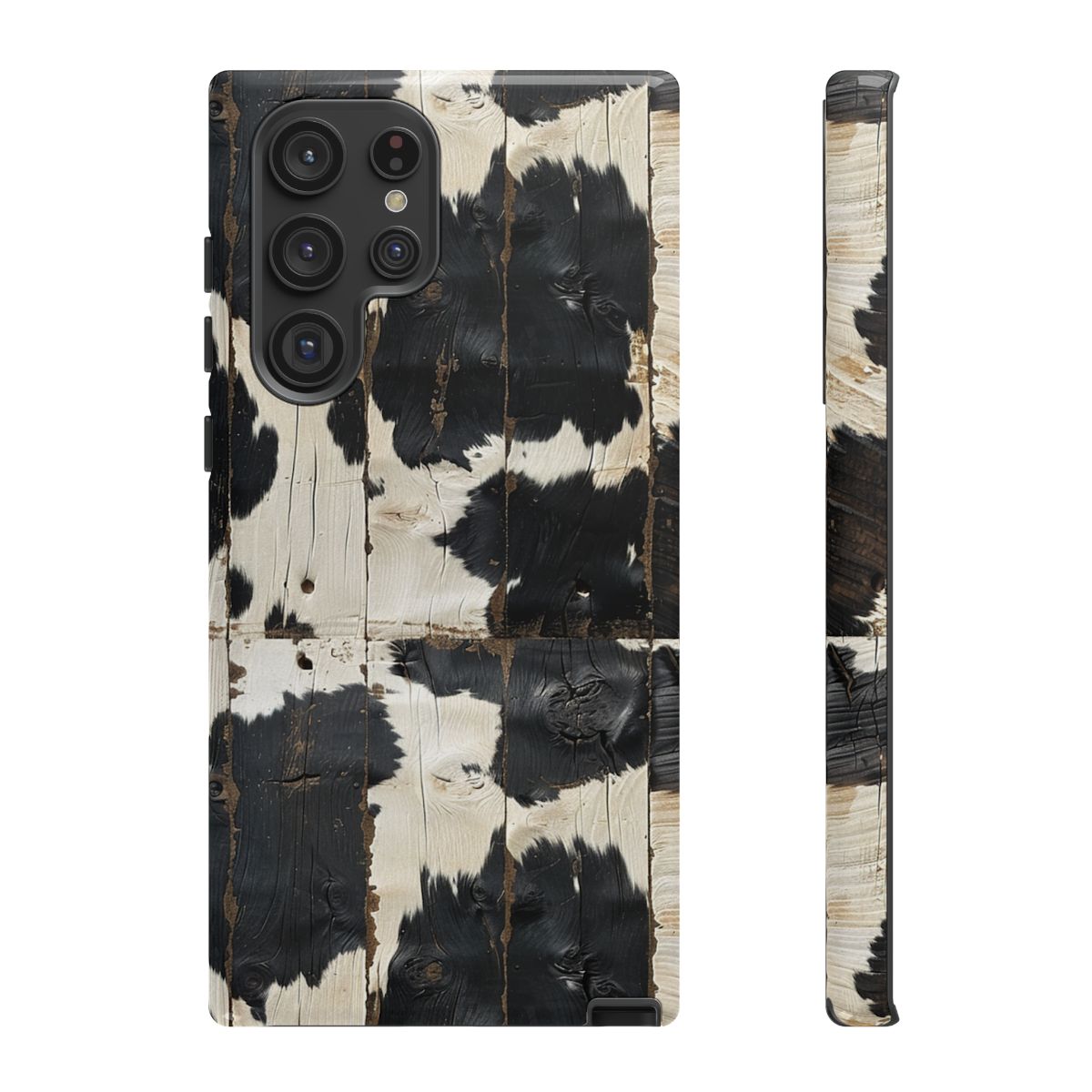 Black Wooden Cowhide Tough Case