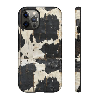 Black Wooden Cowhide Tough Case