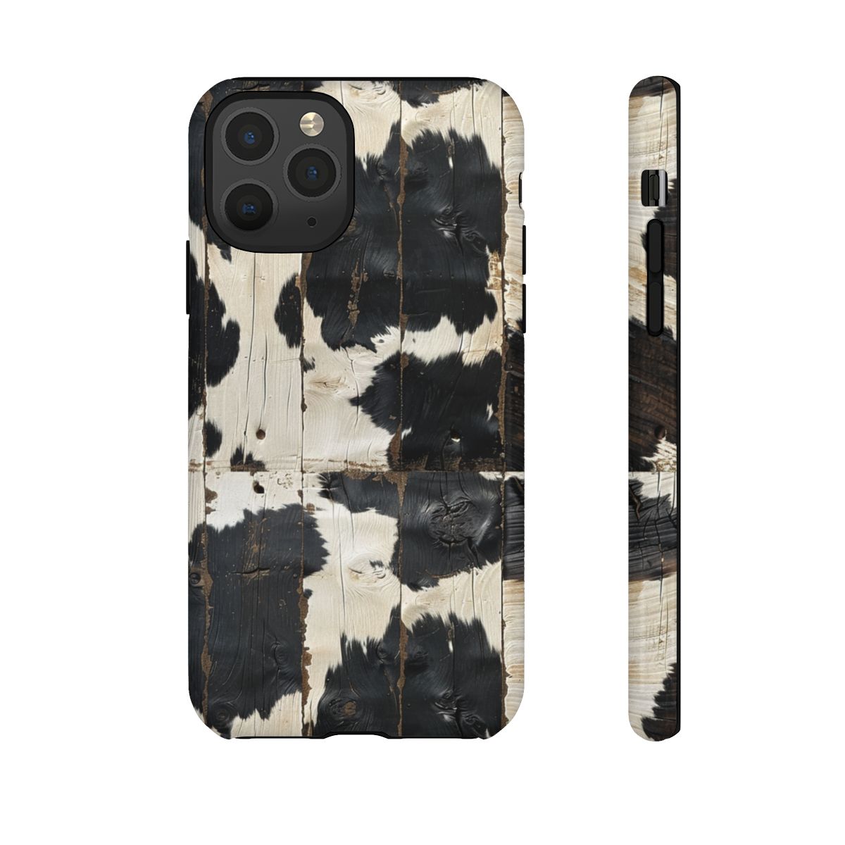 Black Wooden Cowhide Tough Case