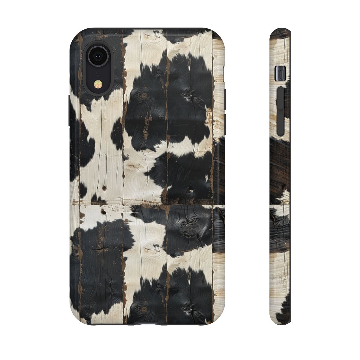 Black Wooden Cowhide Tough Case