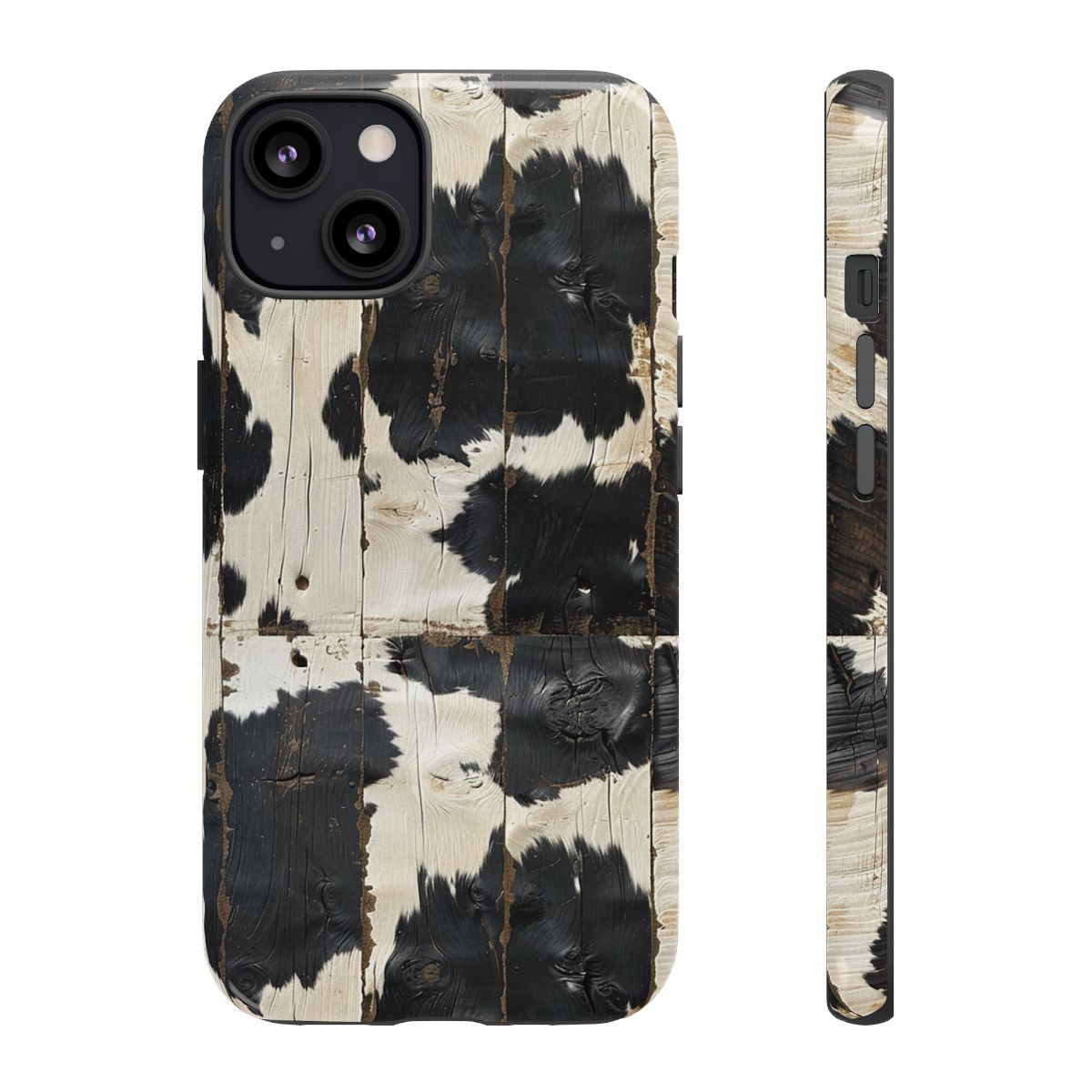 Black Wooden Cowhide Tough Case