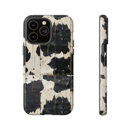 Black Wooden Cowhide Tough Case