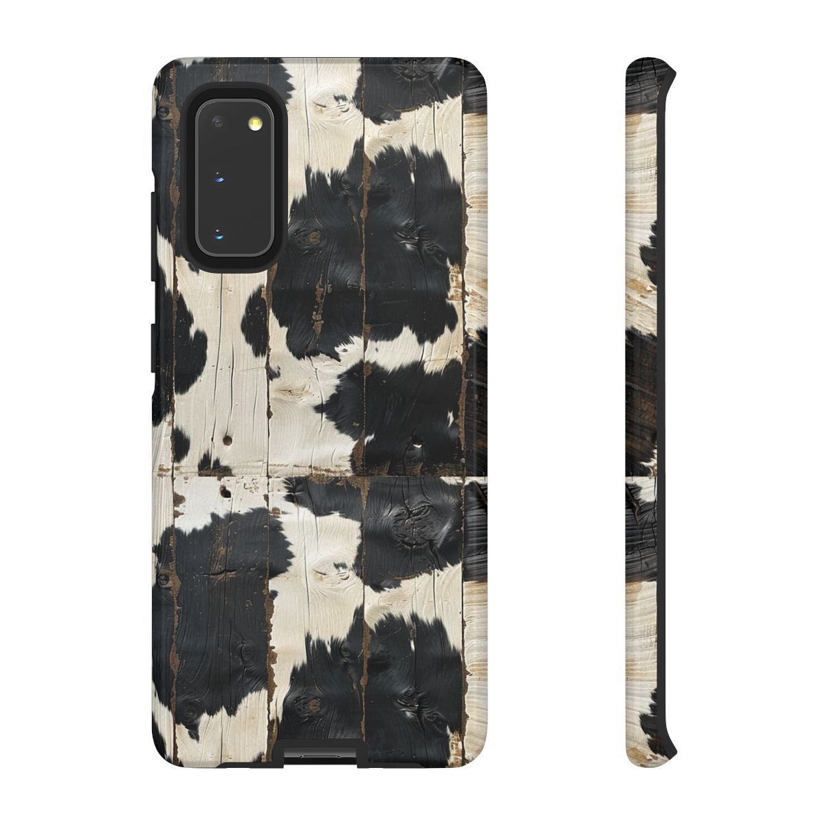 Black Wooden Cowhide Tough Case