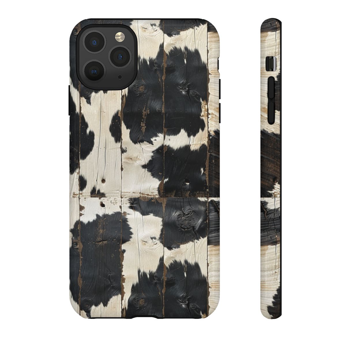 Black Wooden Cowhide Tough Case