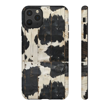 Black Wooden Cowhide Tough Case