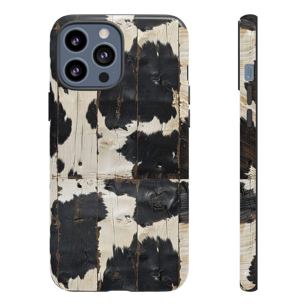 Black Wooden Cowhide Tough Case