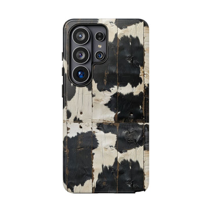 Black Wooden Cowhide Tough Case