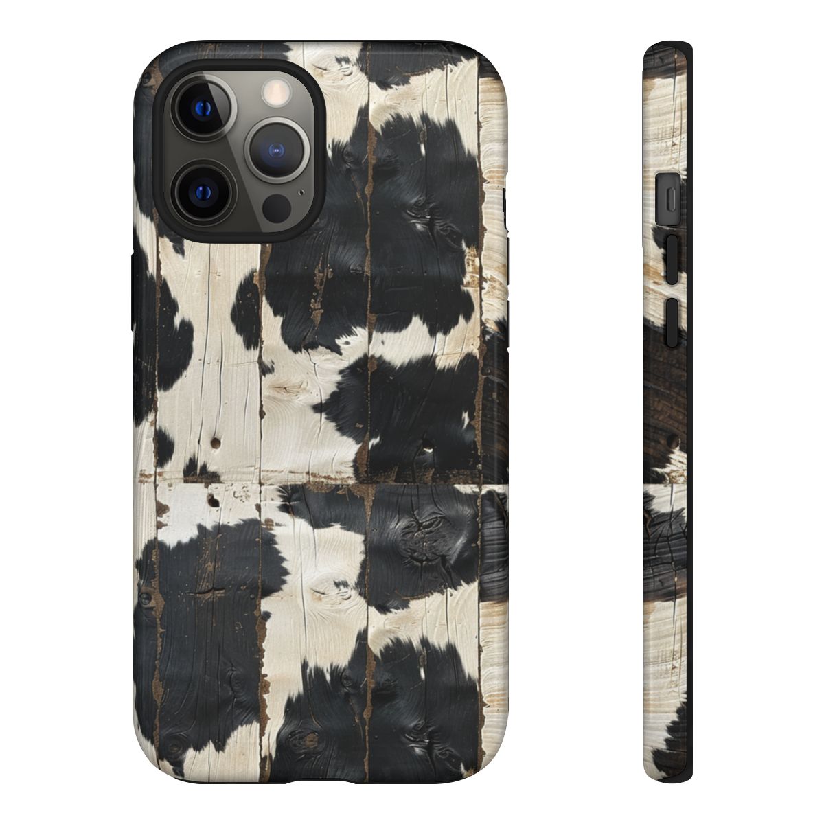 Black Wooden Cowhide Tough Case