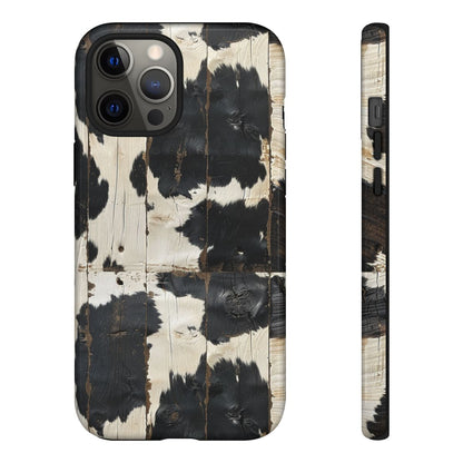 Black Wooden Cowhide Tough Case