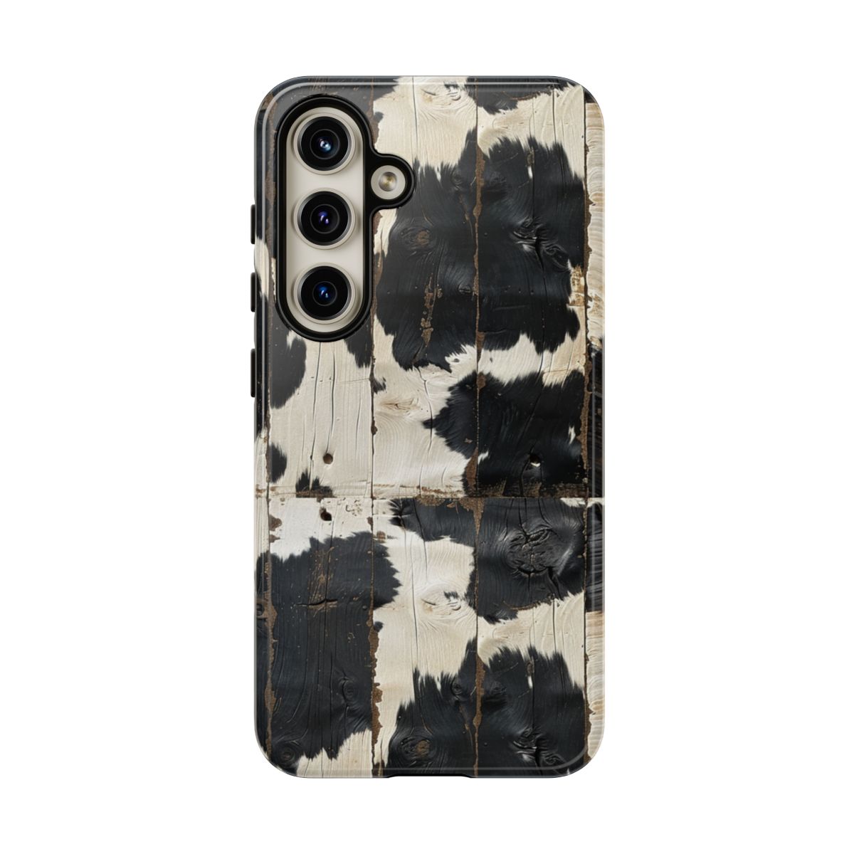 Black Wooden Cowhide Tough Case