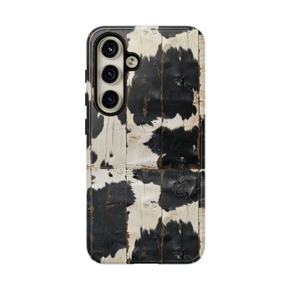 Black Wooden Cowhide Tough Case